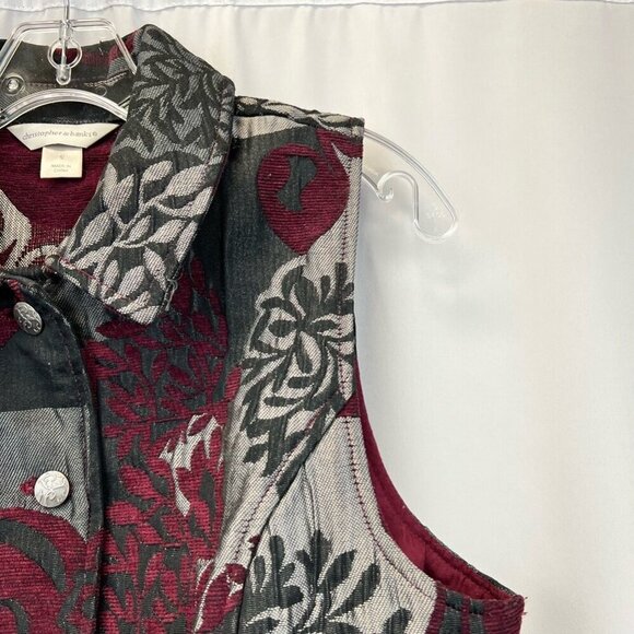 Christopher & Banks Womens Vest Multicolor Floral Waist Length Buttons Collar S - Picture 4 of 11
